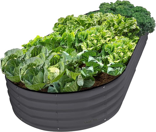Plant & Plot Galvanized Raised Garden Beds Outdoor // 8Ã4Ã1 ft Planter Raised Beds for Gardening, Vegetables, Flowers // Large Metal Garden Box // Patented Tool-Free Design (Gray)