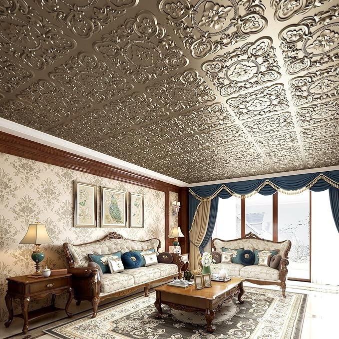 Art3dwallpanels 12 Pack Drop Ceiling Tiles, 24 x 24 Inch High Grade PVC 3D Wall