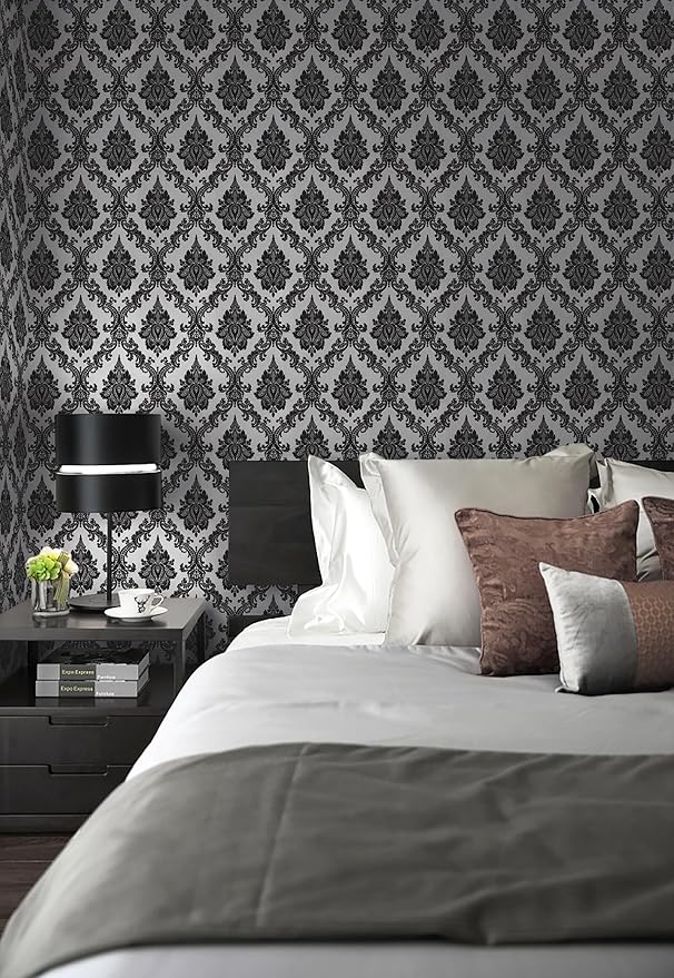 17.7" x118" Peel and Stick Wallpaper Black Wall Paper