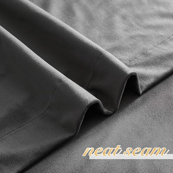 NICETOWN Living Room Grey Velvet Curtains, Sound and Sunlight Reducing Heavy