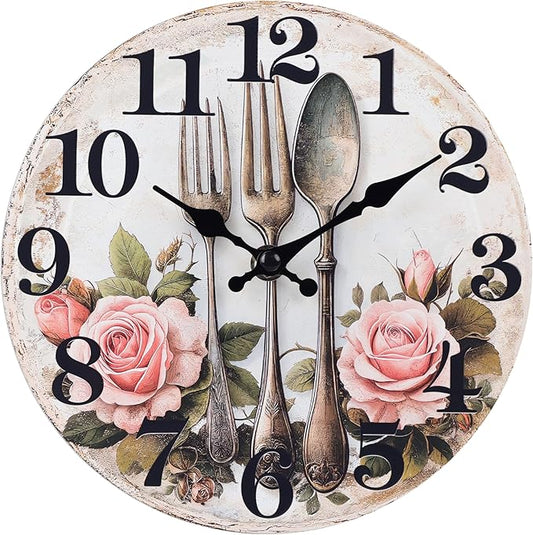 Kitchen Wall Clock, Vintage Floral Wall Clocks