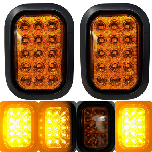All Star Truck Parts Amber Strobe Signal Light 15 LED 5inx3in Rectangle Model ASTP7415-AF-Q2