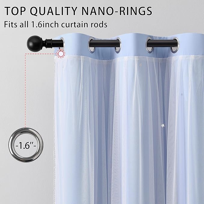 XiDi Blue Curtains for Bedroom, Girls Room Blackout Curtains, Kids Room