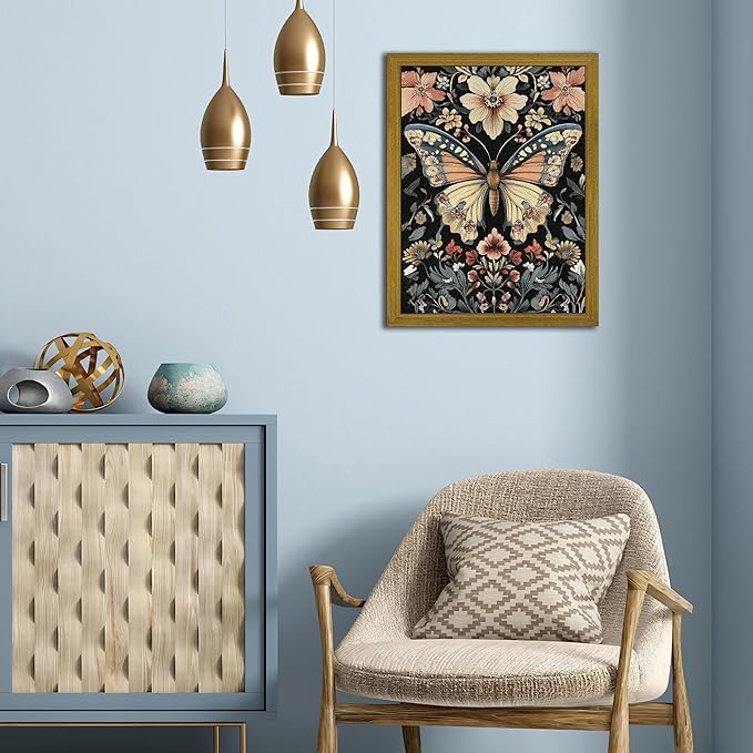 Hand Drawn Sandstone Nature Floral Wall Art, Framed Vintage 3D Textured