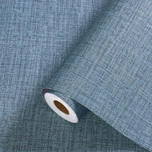Blue Peel and Stick Wallpaper 393.7inch Textured Linen Contact Paper