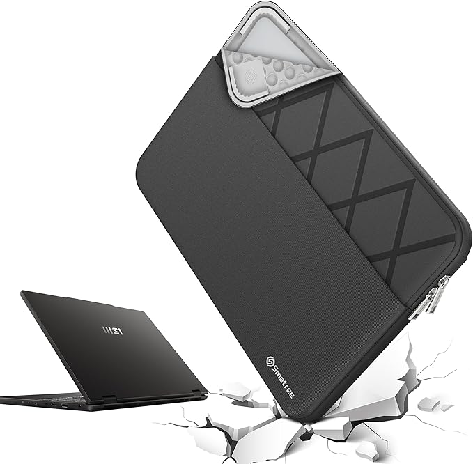 Smatree Laptop Sleeve for 14 inch MSI Prestige 14 A11SCX/A10SC, for 14 inch MSI Prestige 14 EVO A11M, Case with Accessory Pocket, YKK Zipper, Patented Shockproof Design (E465)