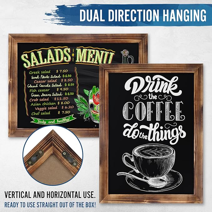 HBCY Creations 18" x 24" Torched Brown Solid Wood Frame Wall Chalkboard