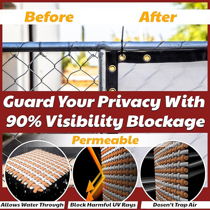 Amgo Custom Made 3' x 158' White Balcony Privacy Screen, Apartment Porch Railing Patio Fence Windscreen Fabric Cloth, Heavy Duty, Commercial and Residential, 90% Blockage (We Customize)