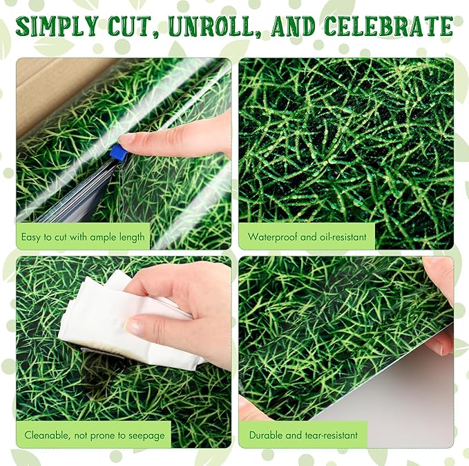 Kochorie 54 Inch x 100 Ft Grass Plastic Table Cloth Roll Disposable Waterproof