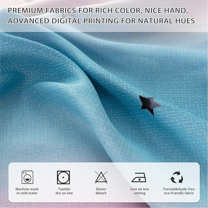 XiDi Pink & Purple Curtains, Unicorn Wall Decals