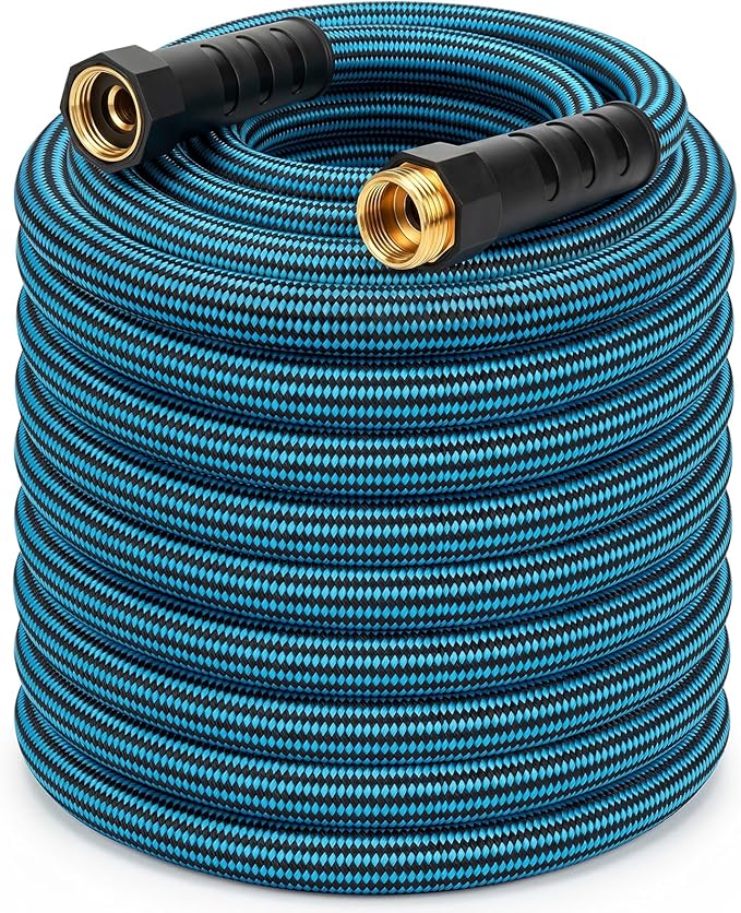 NON-EXPANDABLE Garden Hose 75 ft, Heavy Duty Flexible Water Hose, Kink Resistant Lightweight Hybrid Hose with Durable Fabric Skin, Leakproof Hose Male to Female Fittings