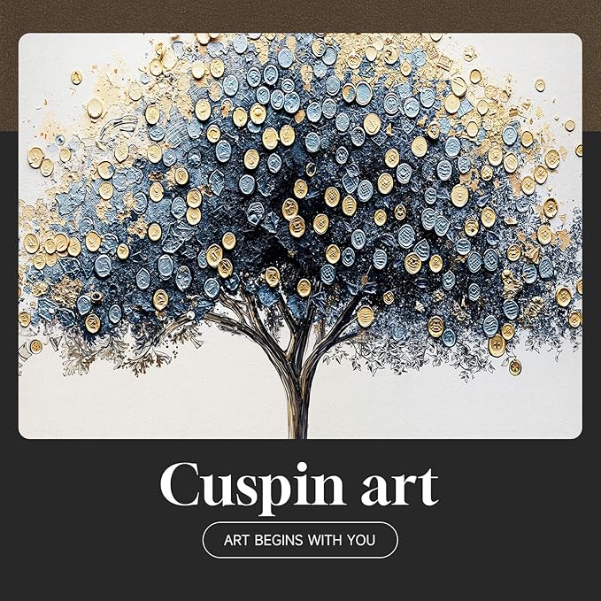 Framed Square Tree of Life Wall Art, Minimalist Elegant Luxury Abstract Tree