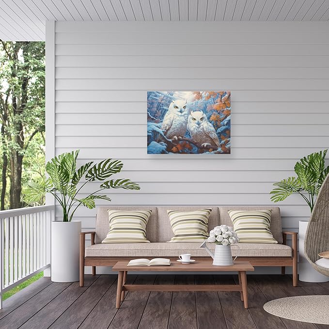 Outdoor Canvas Art - Michael David Ward 'Snowy Owl Winter' Wall Art for Outdoor Spaces, Patios, or Gardens by Trademark Fine Art
