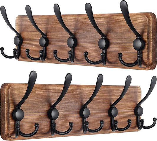 SKOLOO Rustic Wall Mounted Coat Rack: 16" Stud Spacing, Pine Real Wood Plank