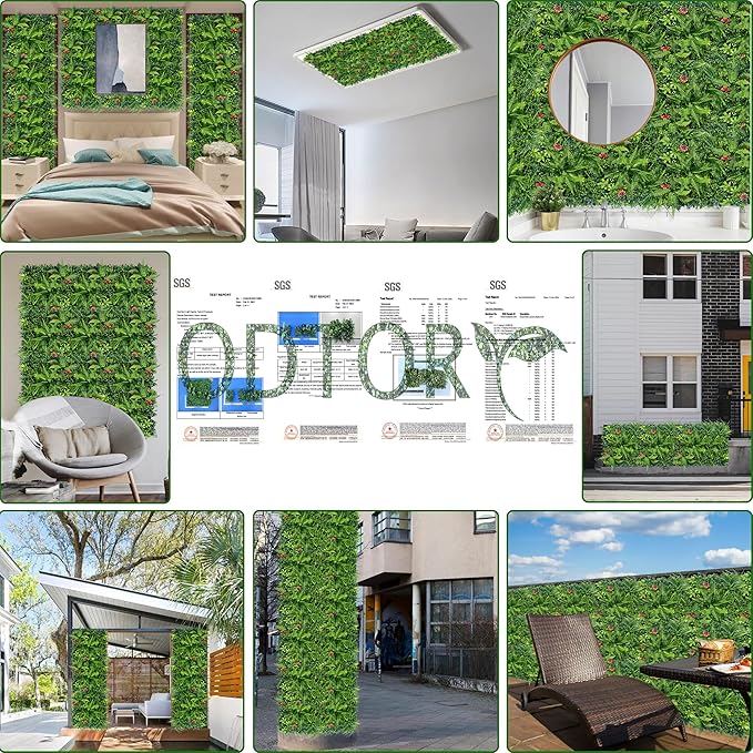 ODTORY Artificial Grass Wall Backdrop Panels: 20X20 in 8P UV-Anti Greenery