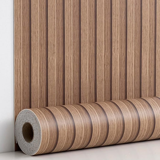 Haimin Wood Grain Slat Wall Panels Peel and Stick Faux Wood Thick Wallpaper