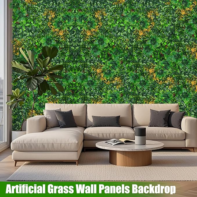 Grass Wall Panels Roll, UV-Anti Faux Greenery Plant Boxwood Panels