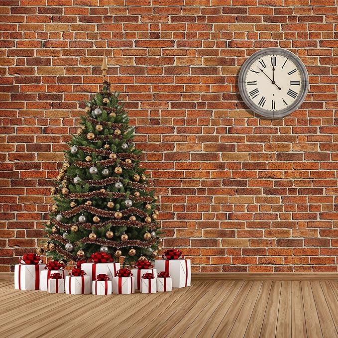 Chuangdi 2pcs 4.5 x 9 Feet Brick Wallpaper Peel and Stick Backdrop Tablecloth