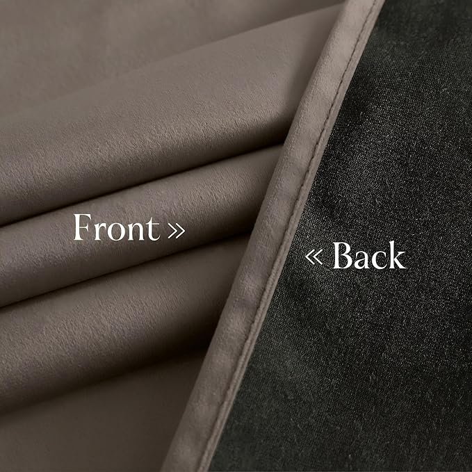 NICETOWN Taupe Velvet Curtains 84 inches Long