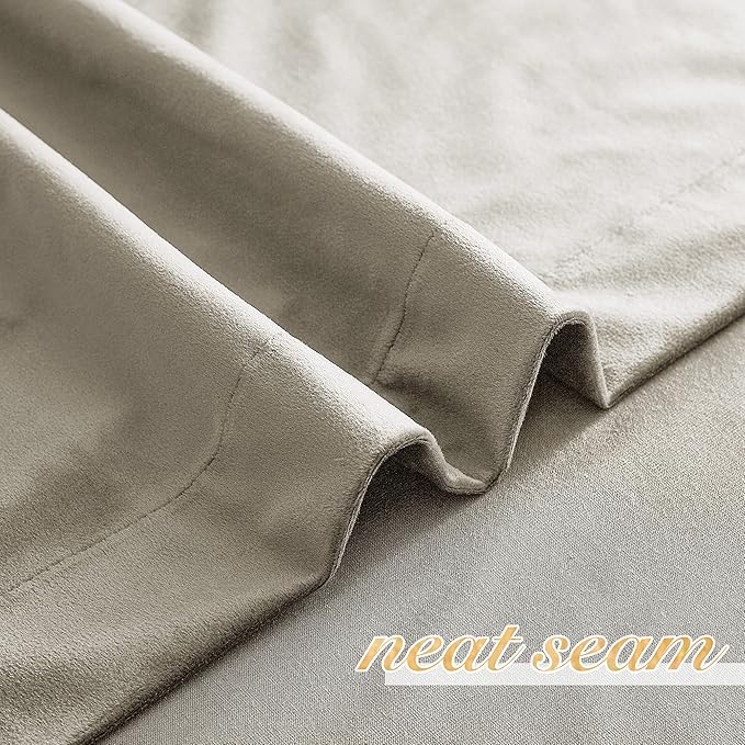 NICETOWN Camel Velvet Curtains 72 Inch Long 52 Wide, Room Darkening Sound