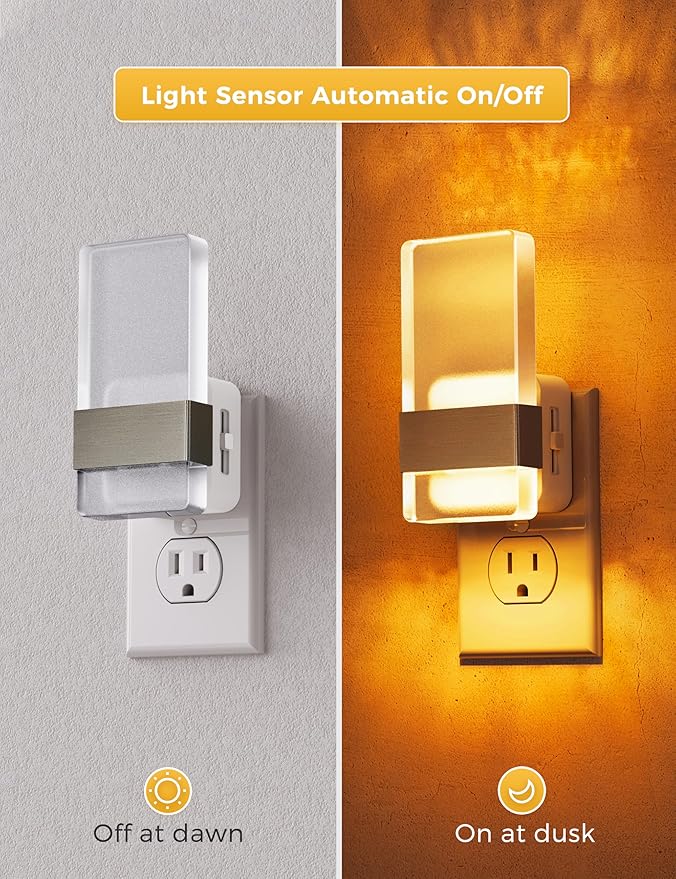 L LOHAS LED Night Light, Amber Night Lights Plug Into Wall, Dusk-to-Dawn Sensor