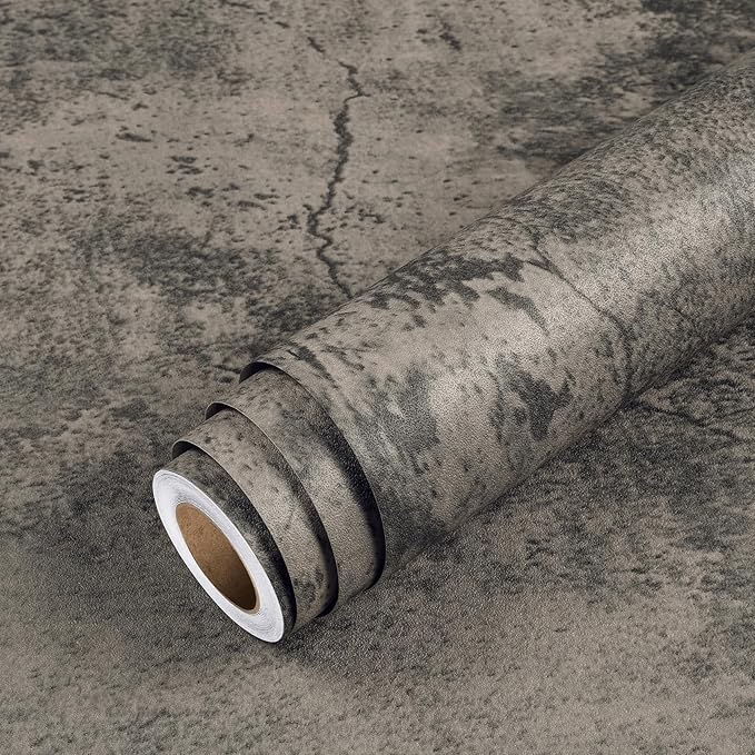Livelynine 15.8x197 Concrete Limewash Peel and Stick Dorm Wallpaper Removable