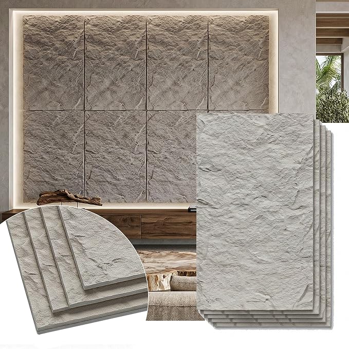 VooBang 4 Pack 3D Wall Panels, Lava Rock Molten Texture PU Wall Panels