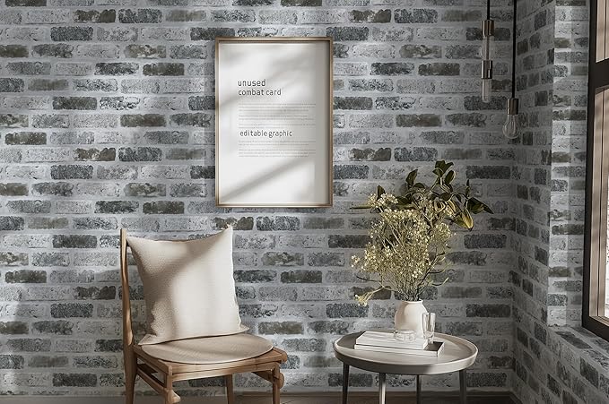 Guvana 17.3"×472.4" Brick Wallpaper Peel and Stick Wallpaper Grey Removable