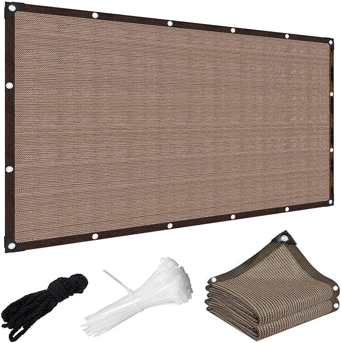 90% Sun Shade Cloth, 12 x 13 FT Shade Cloth for Garden Greenhouse, Pergola Shade Cover Canopy, Mesh Tarp Sun Screens for Patio, Outdoor, Garden, Backyard - Mocha