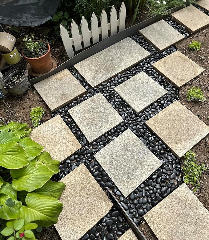 FANTIAN 20 lbs Black River Rocks for Landscaping, 1-2 Inch Decorative Black Pebbles for Indoor Plants, Vase Fillers, Garden, Potted Plant Rocks, Paving, Fountain and Outdoor Decoration Black Stones