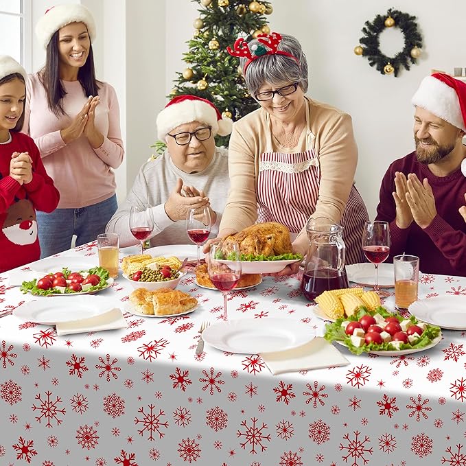 Kochorie 100 Ft x 54 Inch Red Snowflake Tablecloth Roll