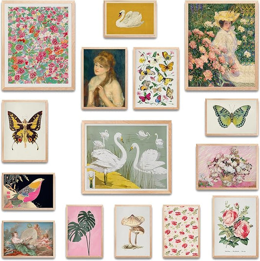 LANCHI95 15 Pcs Maximalist Gallery Wall, Colorful Eclectic Decor, Colorful Art