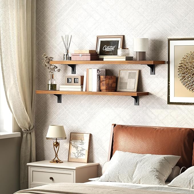 HOOBRO Floating Shelves for Wall, 31.5" Wall Mounted Shelves Set of 2, Hanging