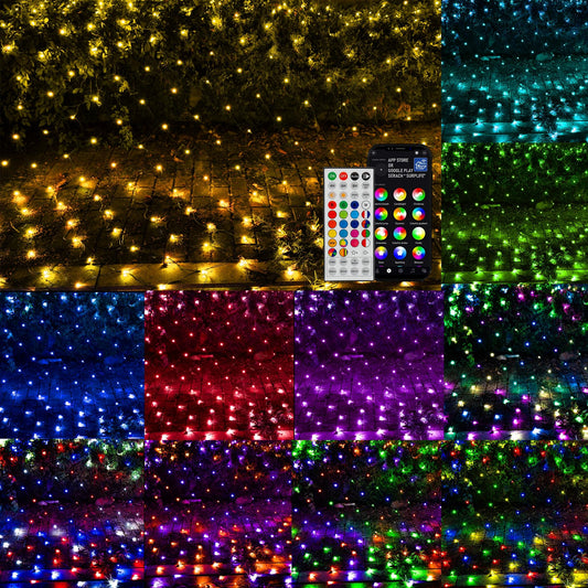 Dazzle Bright 360 LED Net Lights, 12FT x 5FT, Purple, Connectable, 8 Lighting Modes, Halloween Decorations