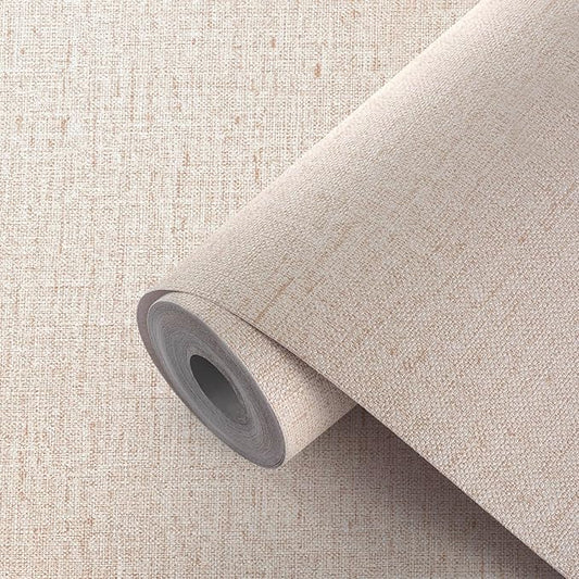 Beige Wallpaper Peel and Stick 472" Textured Beige Grasscloth Contact Paper