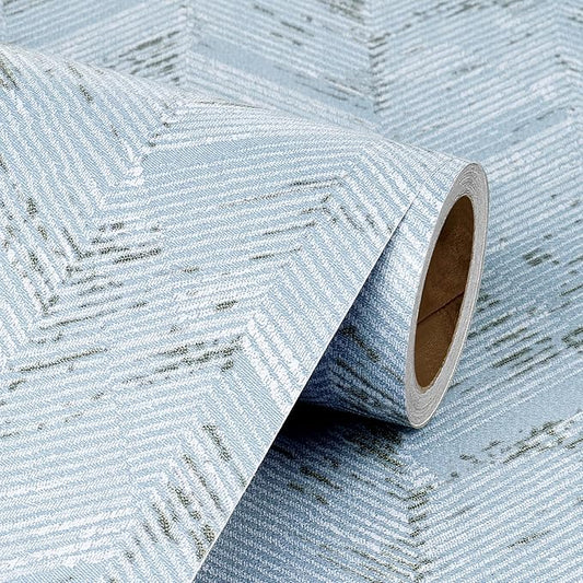 Livelynine 15.8x394 Blue Fabric Peel and Stick Wallpaper