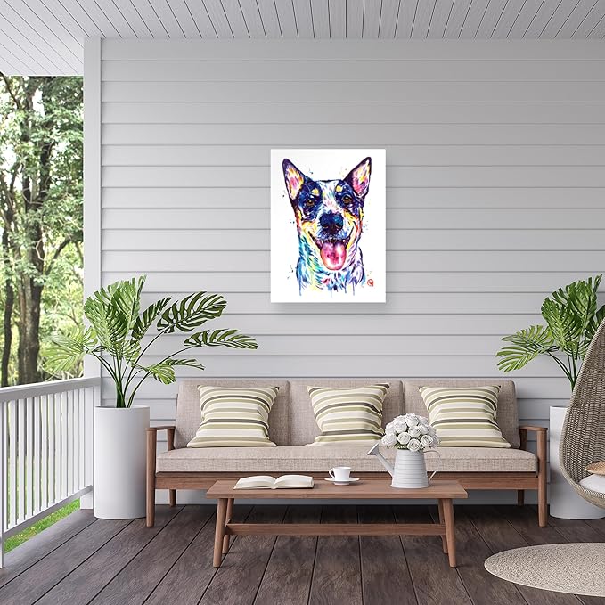 Outdoor Canvas Art - Lisa Whitehouse 'Australian Cattle Dog' Wall Art for Outdoor Spaces, Patios, or Gardens by Trademark Fine Art