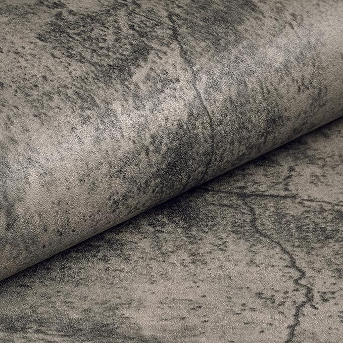 Livelynine 15.8x394 Peel and Stick Wallpaper Concrete Look Brown Masculine Dark
