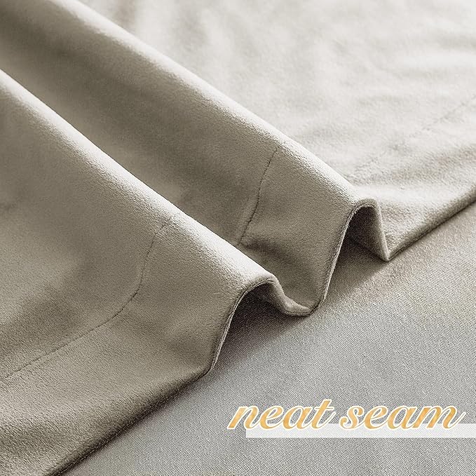NICETOWN Camel Velvet Curtains 72 Inch Long 52 Wide, Room Darkening Temp