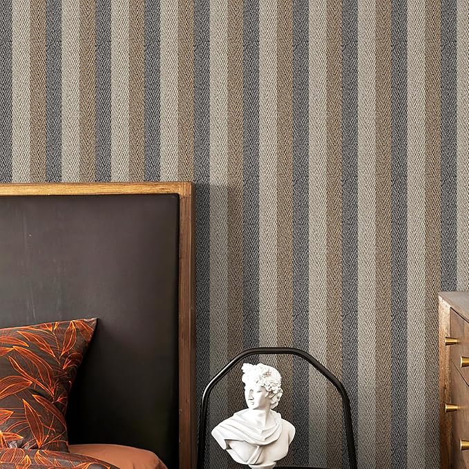 Simon&Siff Textured Fabric Wallpaper Peel and Stick 17.3"x400" Beige/Brown/Grey