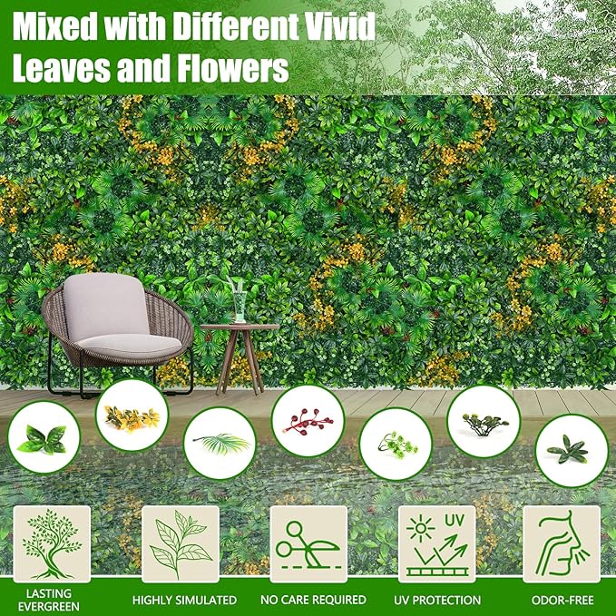Grass Wall Panels, UV-Anti Faux Greenery Plant Boxwood Panels