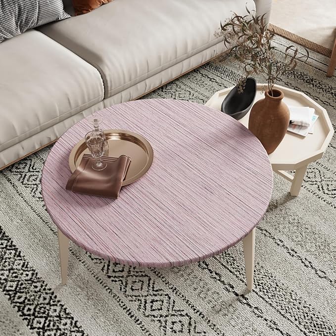 CRE8TIVE Large Size 24"x354" Pale Pink Grasscloth Peel and Stick Wallpaper