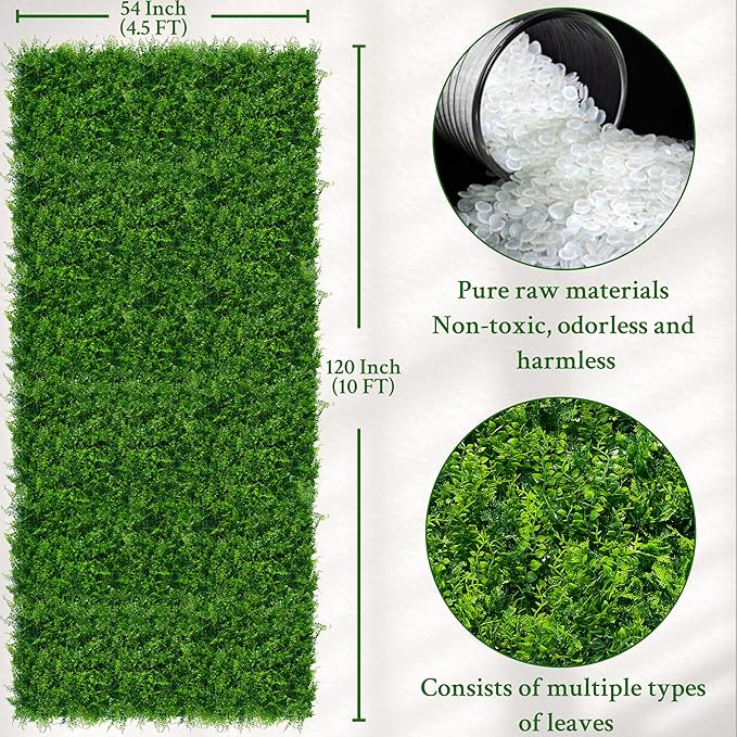 ODTORY Artificial Plants Hedge Wall Panels：54x120 Inch UV-Anti Greenery Boxwood