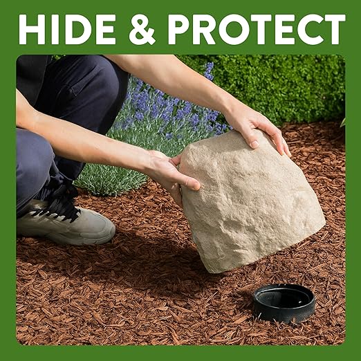 Small Fake Rock Cover 11” – Heavy Duty Fiberglass Landscape Rock for Sprinkler Valves & Utilities – Natural Sandstone