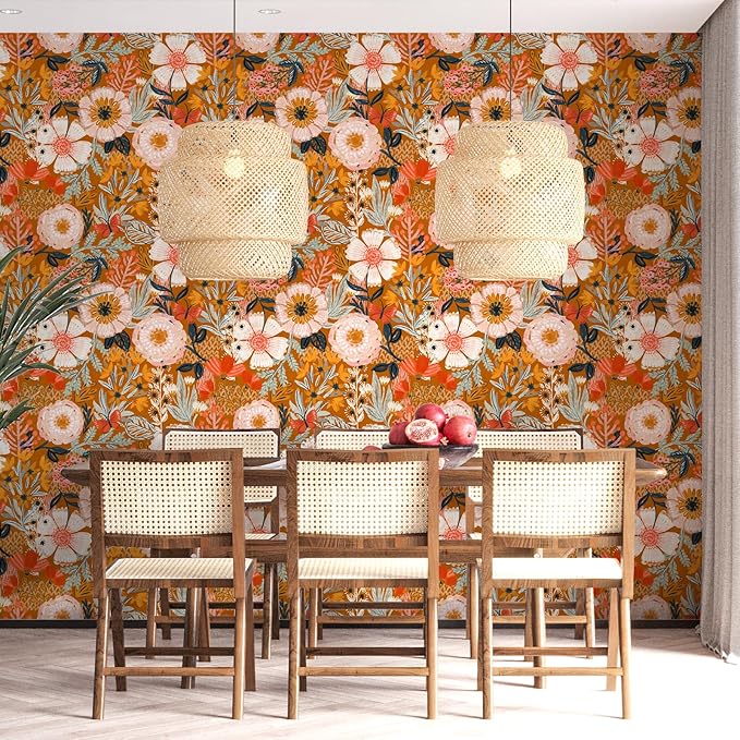 HAOKHOME Boho Peel and Stick Wallpaper Floral Wall Paper Removable
