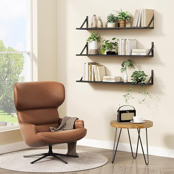 Forbena Floating Shelves 36 Inches Long 8 in Deep Set of 3, Large Wall Shelf