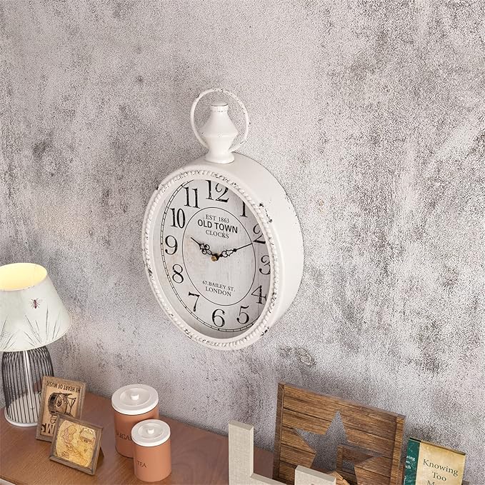 Menterry Small Retro Oval Wall Clock, Antique Old Design, Battery Operated