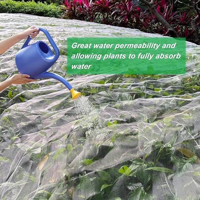 2 Pack 10X43FT Garden Netting for Raised Beds, Ultra Fine Insect Netting for Vegetable Flowers Fruits Greenhouse Crops, Garden Mesh Plant Cover Row Cover Barrier Protection Net for Birds