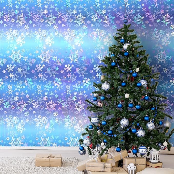 Kochorie 100 Ft x 54 Inch Iridescent Winter Snowflake Tablecloth Roll