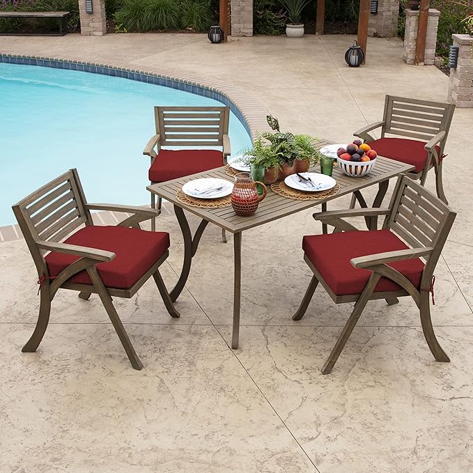 Arden Outdoor Seat Cushion, 19 x 19, Rain-Proof, Fade Resistant Ruby Red Leala